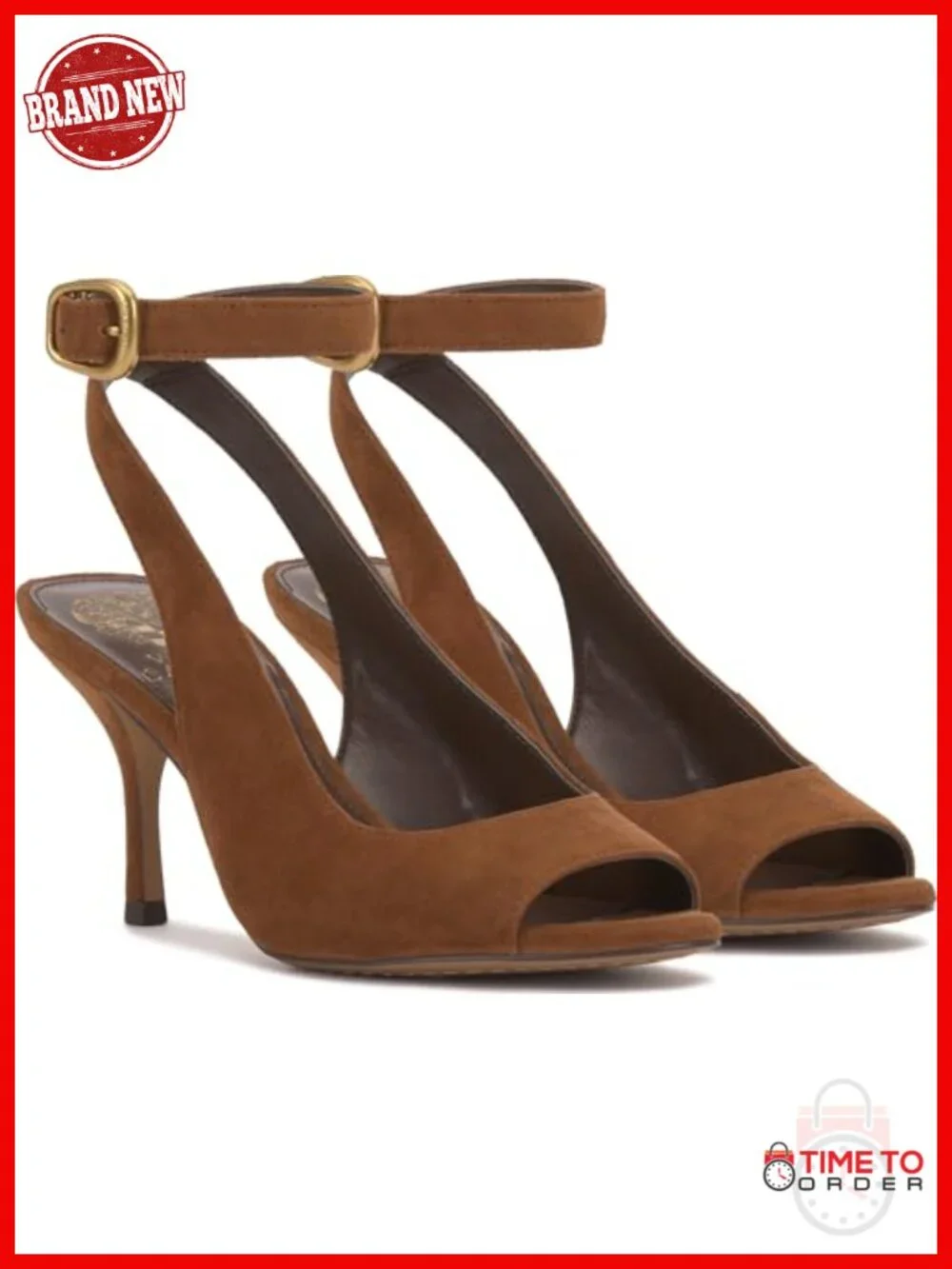 Suede Peep Toe Stiletto Heeled Sandals Buckle Ankle Strap